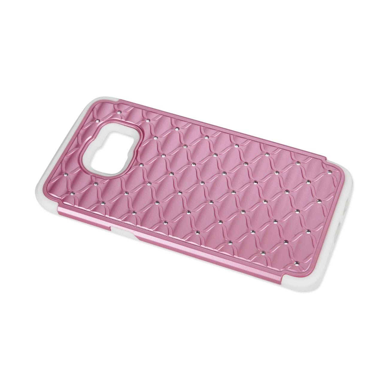 Samsung Galaxy S6 Edge Plus Hybrid Heavy Duty Jewelry Diamond Case In White Pink