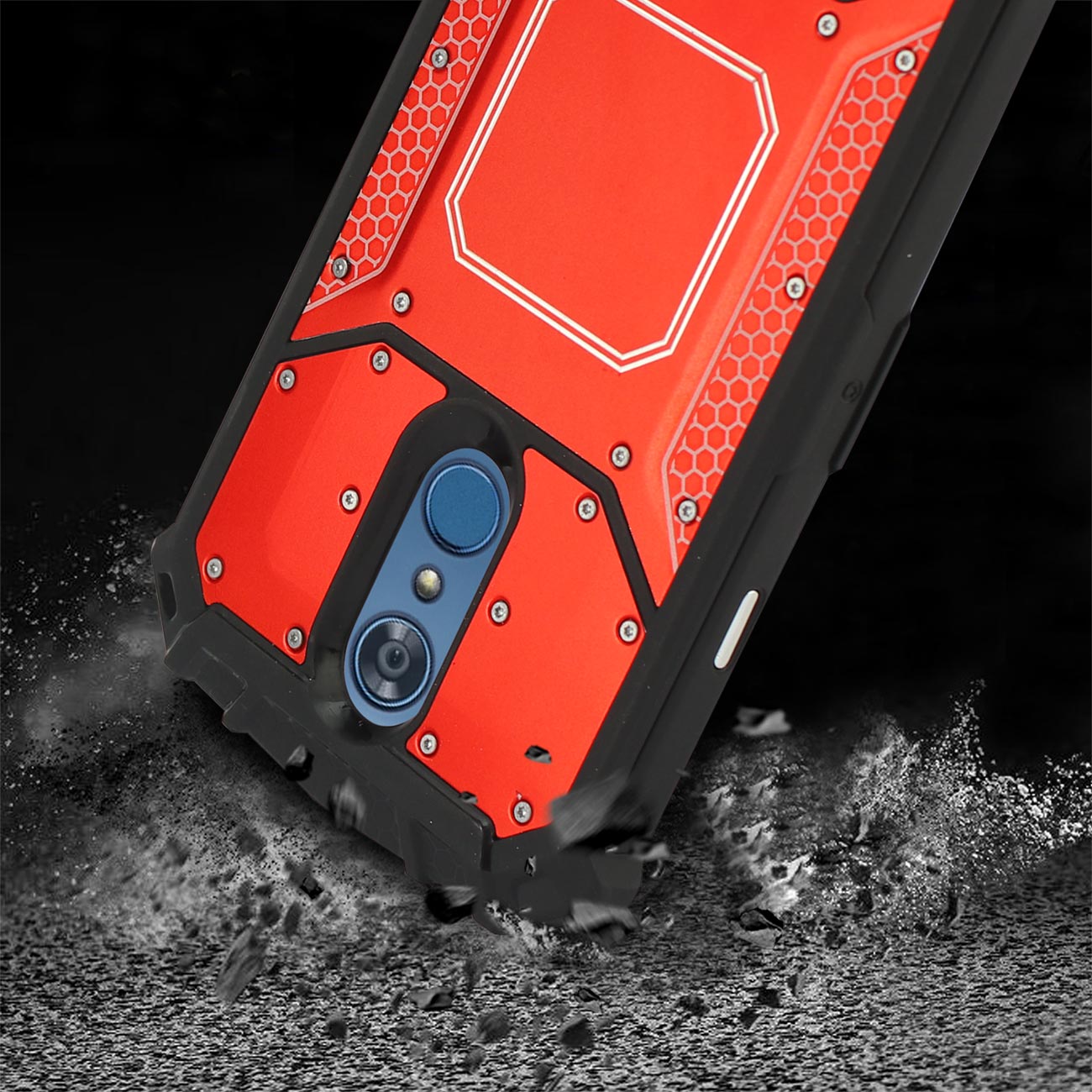 LG Q7 Plus Metallic Front Cover Case In Red