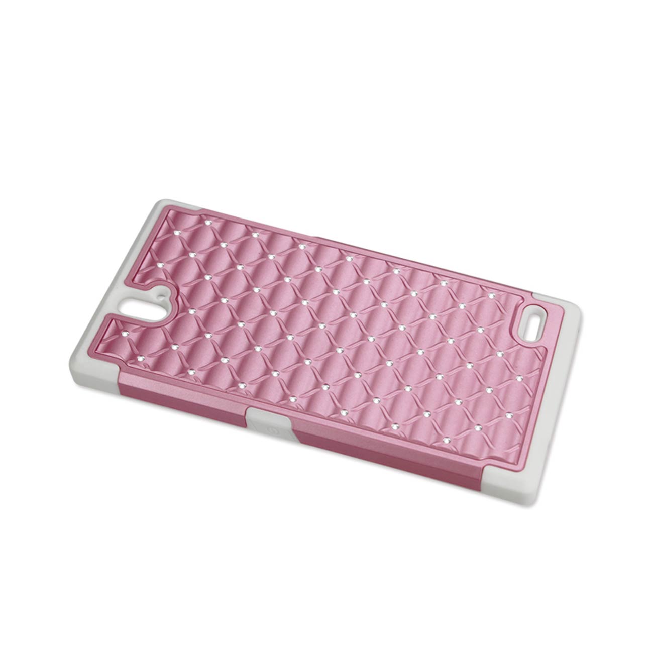ZTE Grand X Max Hybrid Heavy Duty Jewelry Diamond Case In White Pink