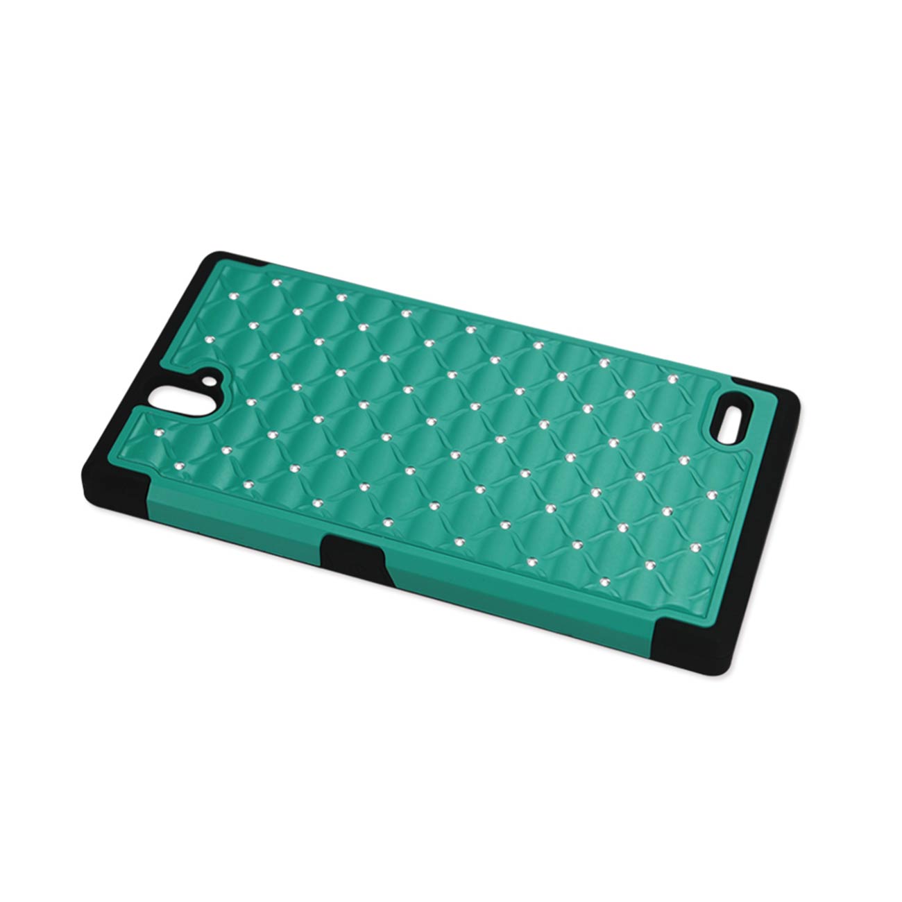ZTE Grand X Max Hybrid Heavy Duty Jewelry Diamond Case In Black Green
