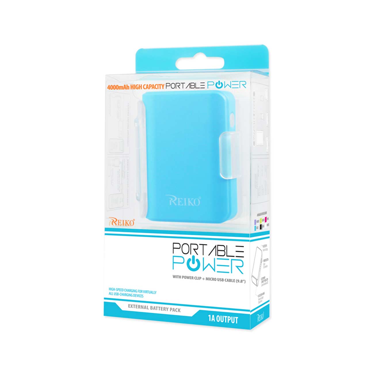 Power Bank Universal With Cable 4000Mah Blue Color