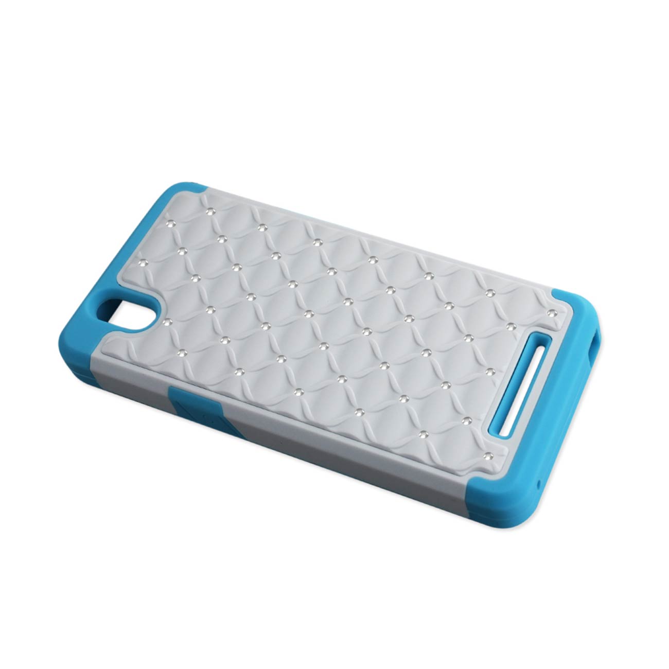 Case Hybrid Heavy Duty Jewelry Diamond ZTE Z Max Blue And White Color