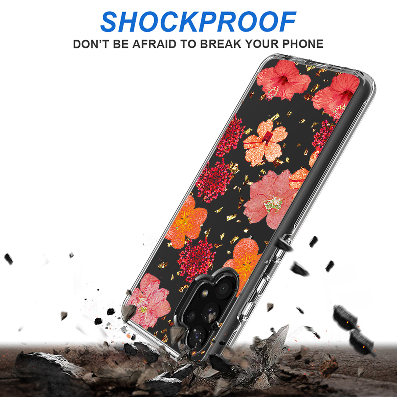 Pressed dried flower Design Phone case for Samsung Galaxy A32 5G In Red