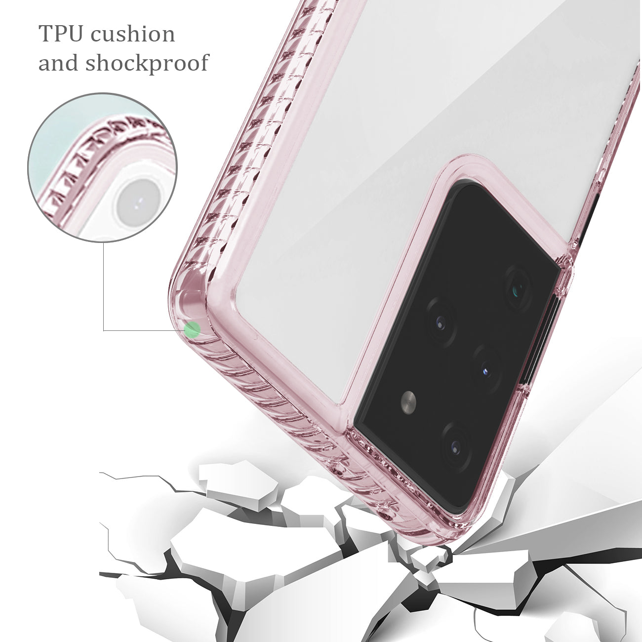 Case Bumper TPU Shockproof Embedded Coil Samsung Galaxy S21/ S30 Ultra Pink Color