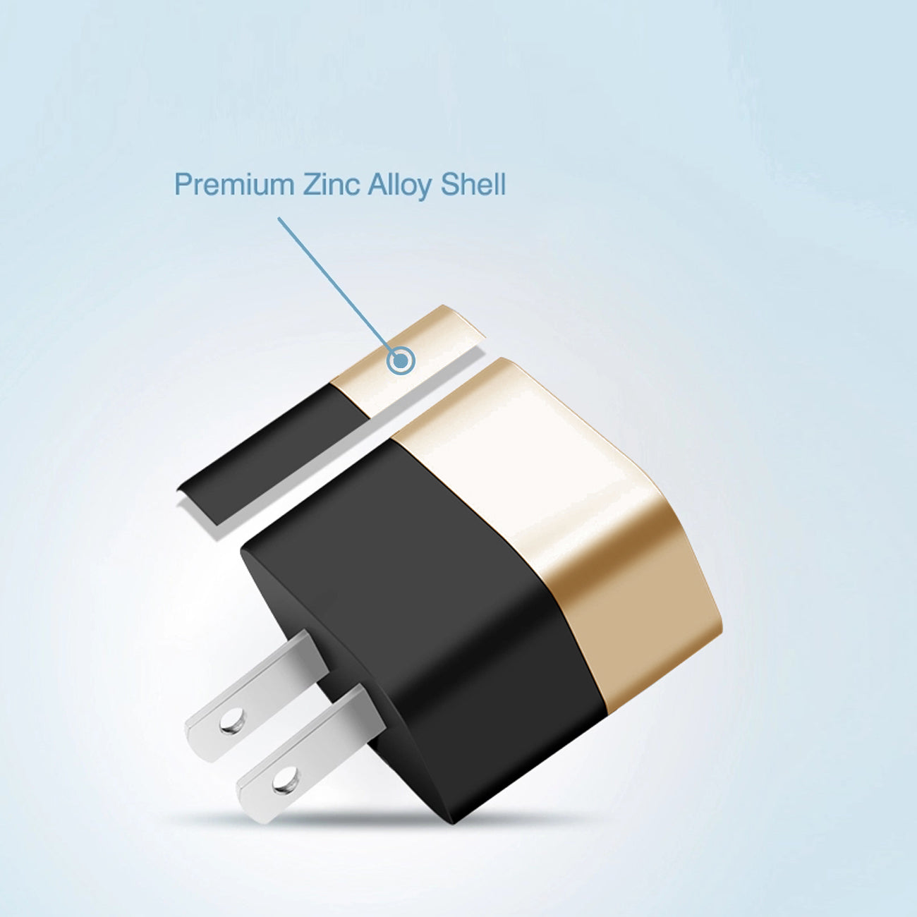 Wall Charger/ Power Adapter/ Charging Block USB Dual Port Gold Color (12Pcs)
