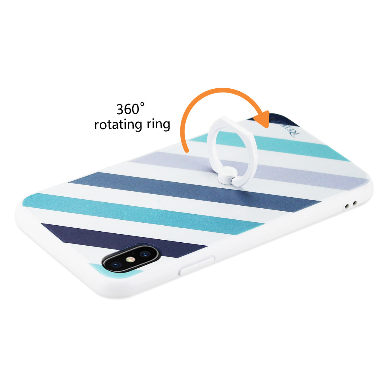 iPhone X/iPhone XS STRIPE PATTERN TPU CASE WITH ROTATING RING STAND HOLDER