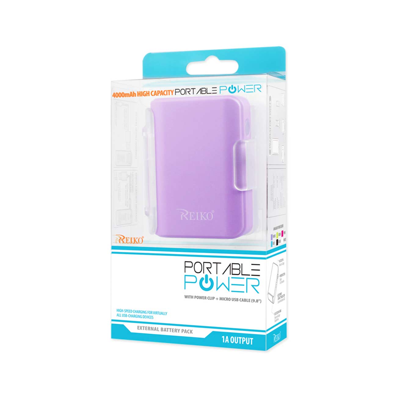 Power Bank Universal With Cable 4000Mah Purple Color