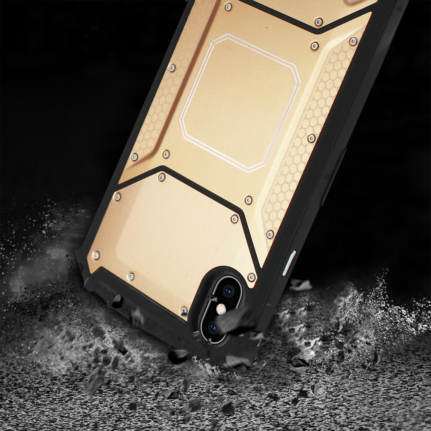 iPhone XS MAX Metallic Front Cover Case In Gold