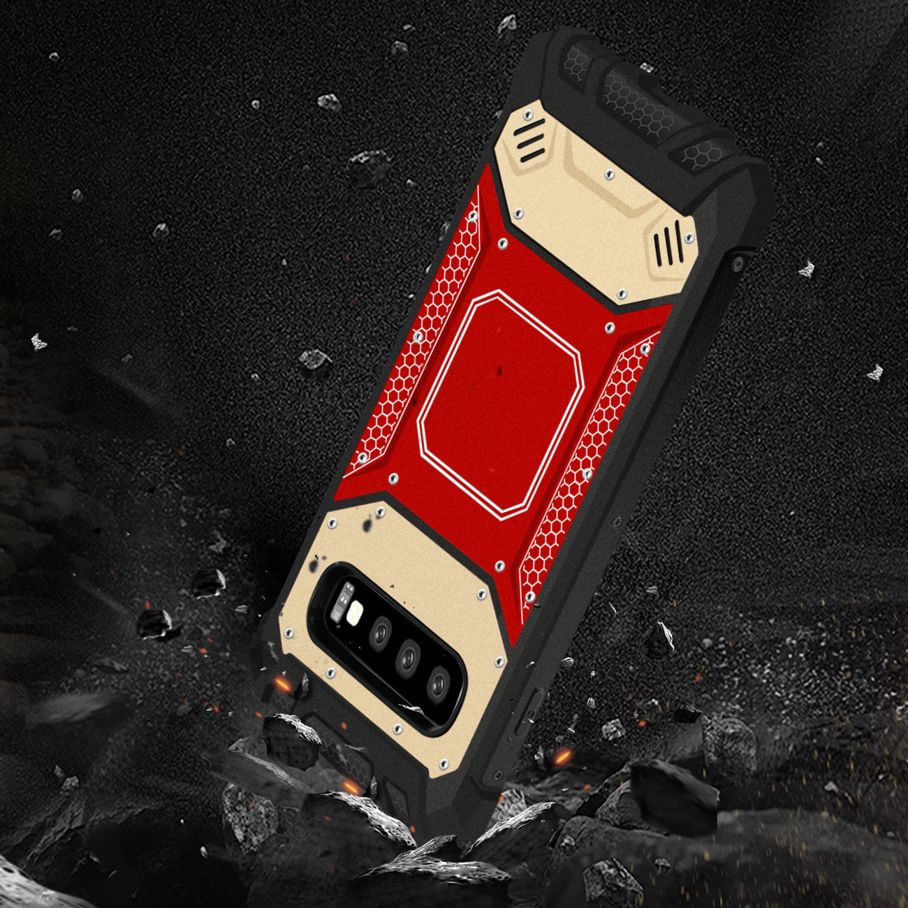 Case Front Cover Metallic Samsung Galaxy S10 Plus Red Gold Colors