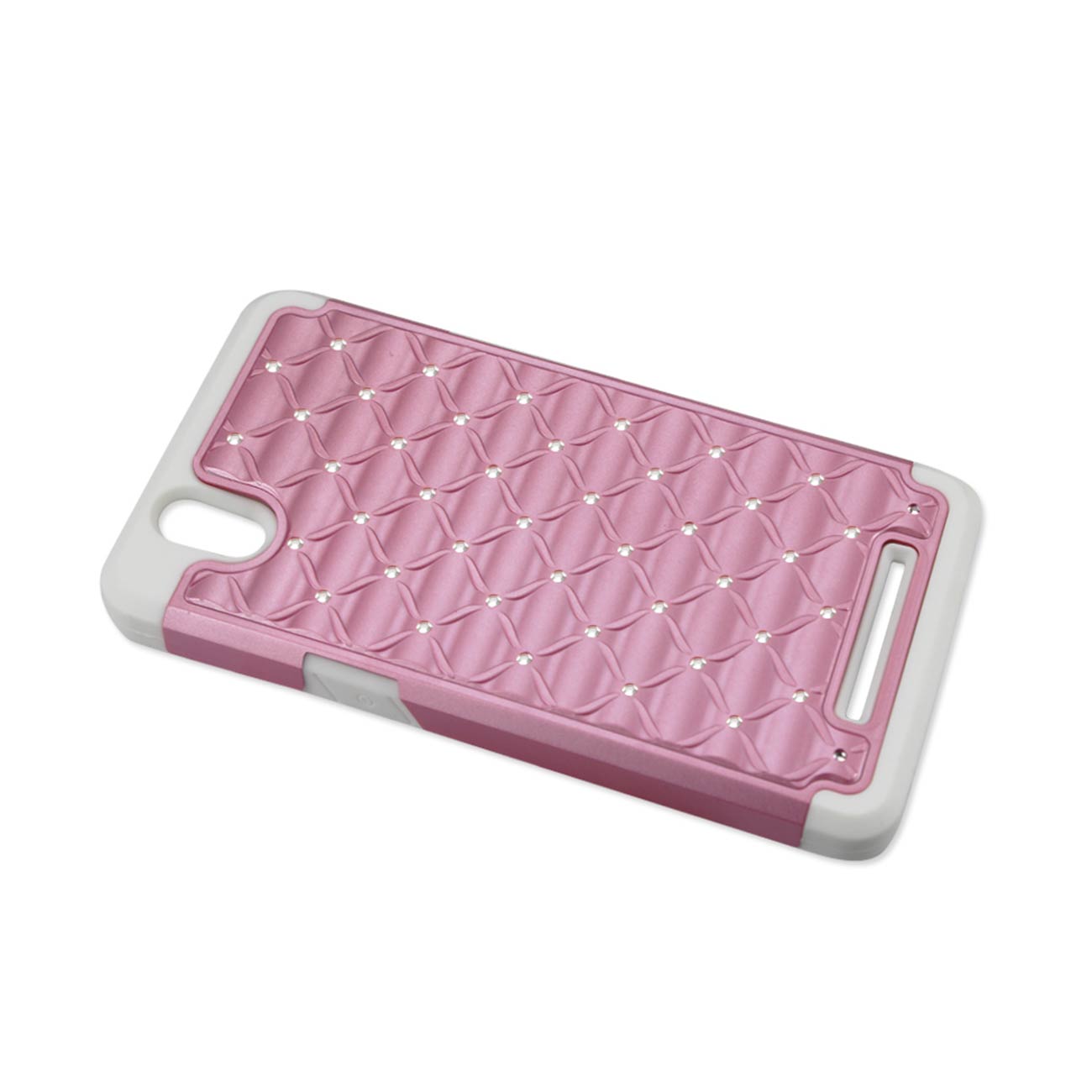 Case Hybrid Heavy Duty Jewelry Diamond ZTE Z Max White And Pink Color