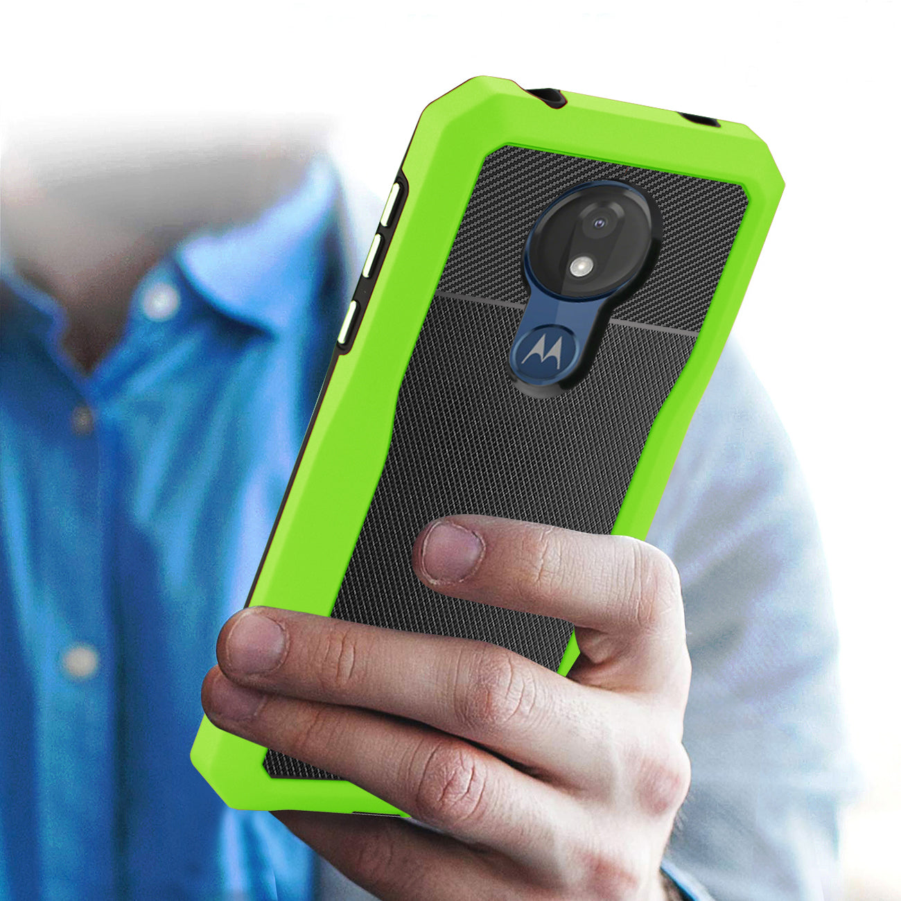 MOTOROLA MOTO G7 POWER Full Coverage Shockproof Case In Green
