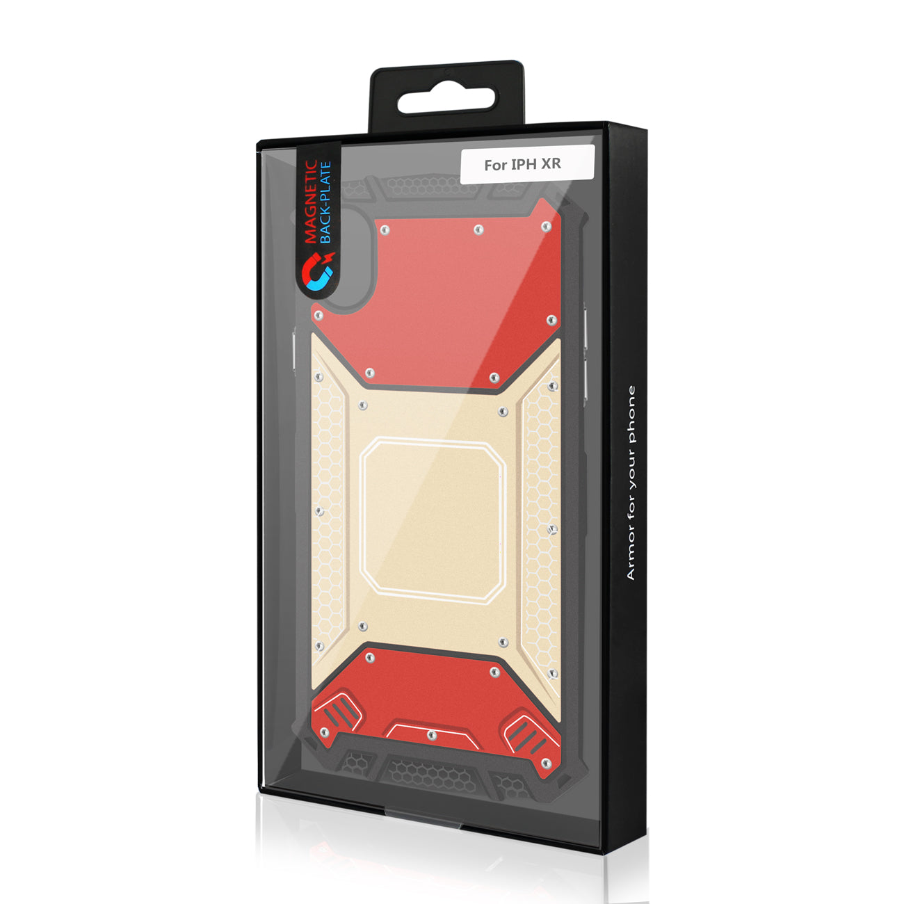 Case Front Cover Metallic Apple iPhone XR Red And Gold Color