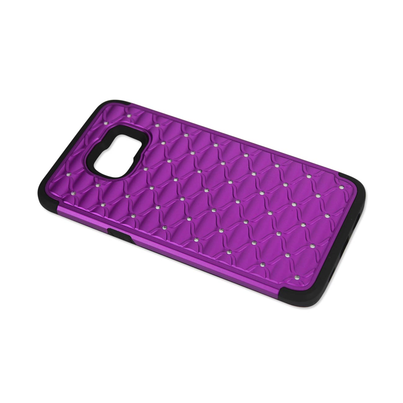 Samsung Galaxy S6 Edge Plus Hybrid Heavy Duty Jewelry Diamond Case In Black Purple
