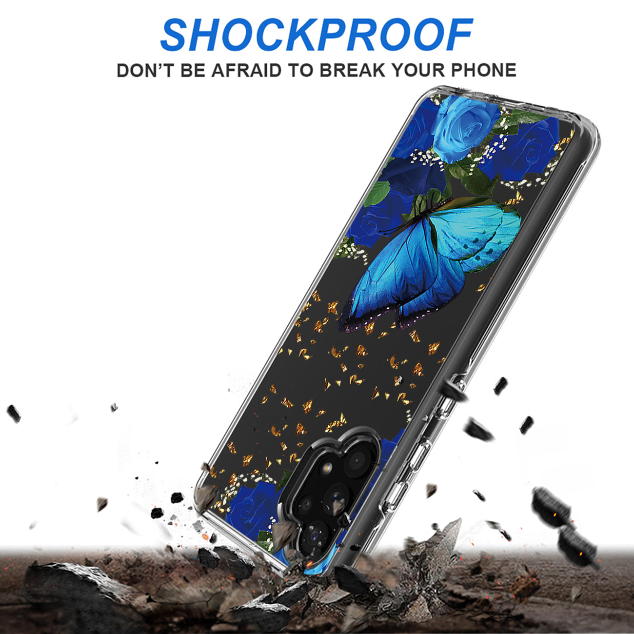 Pressed dried flower Design Phone case for Samsung Galaxy A32 5G In Blue