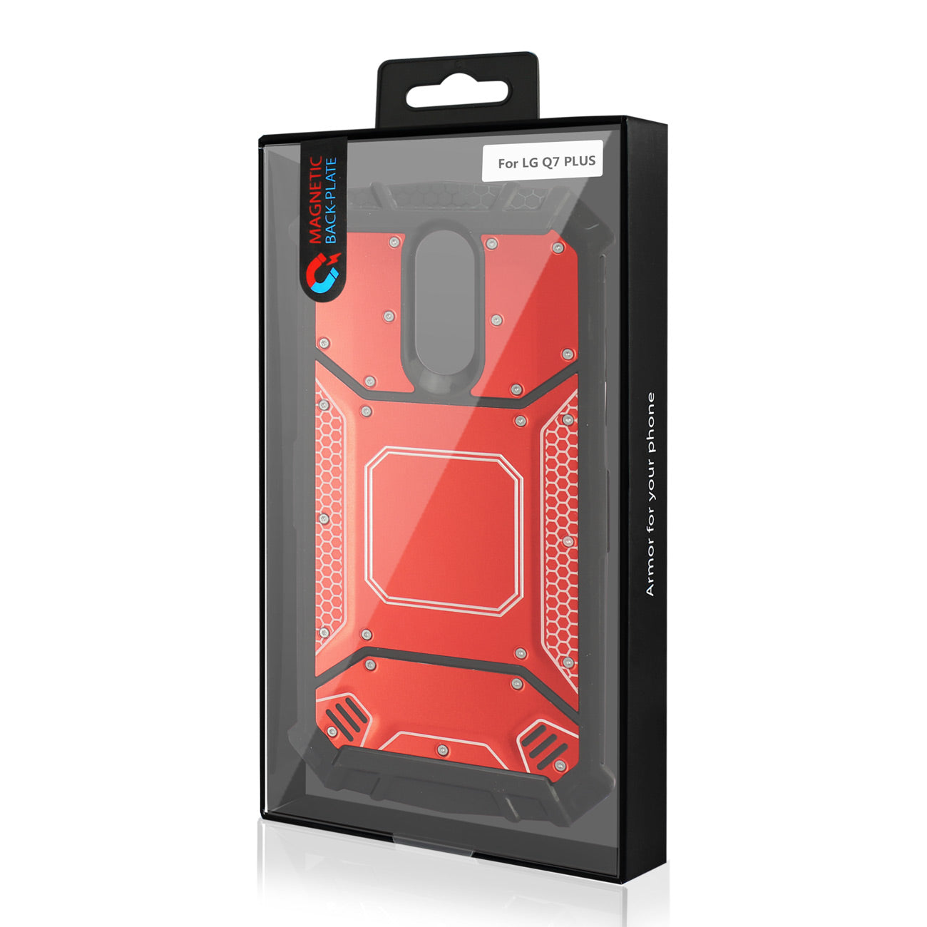 LG Q7 Plus Metallic Front Cover Case In Red