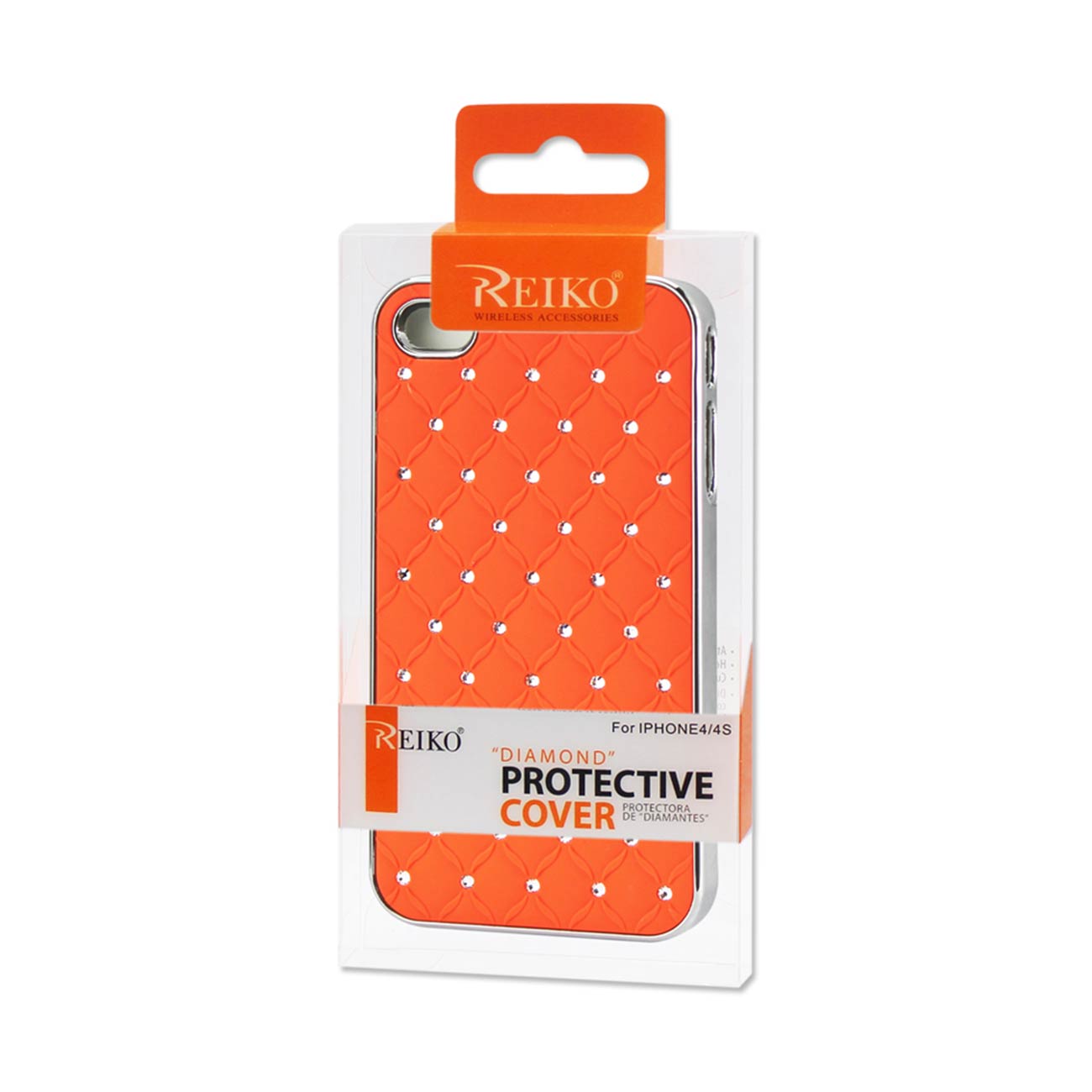 Case Metal Plated Jewelry Diamond Studs iPhone 4/ 4S Orange Color