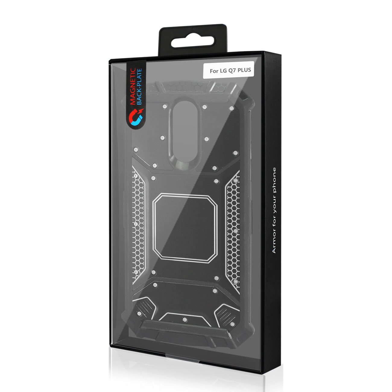 LG Q7 Plus Metallic Front Cover Case In Black