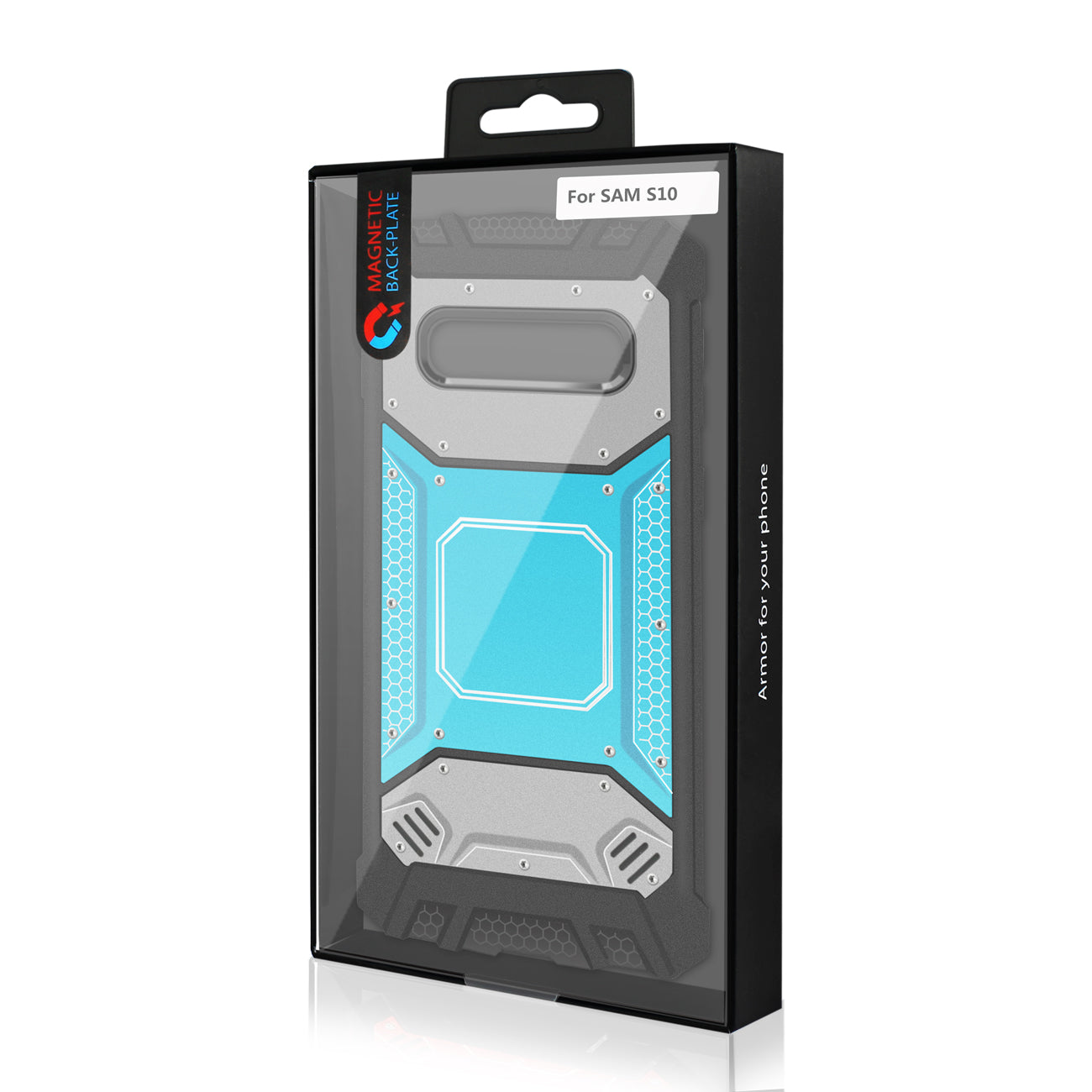 Case Front Cover Metallic Samsung Galaxy S10 Blue And Gray Color