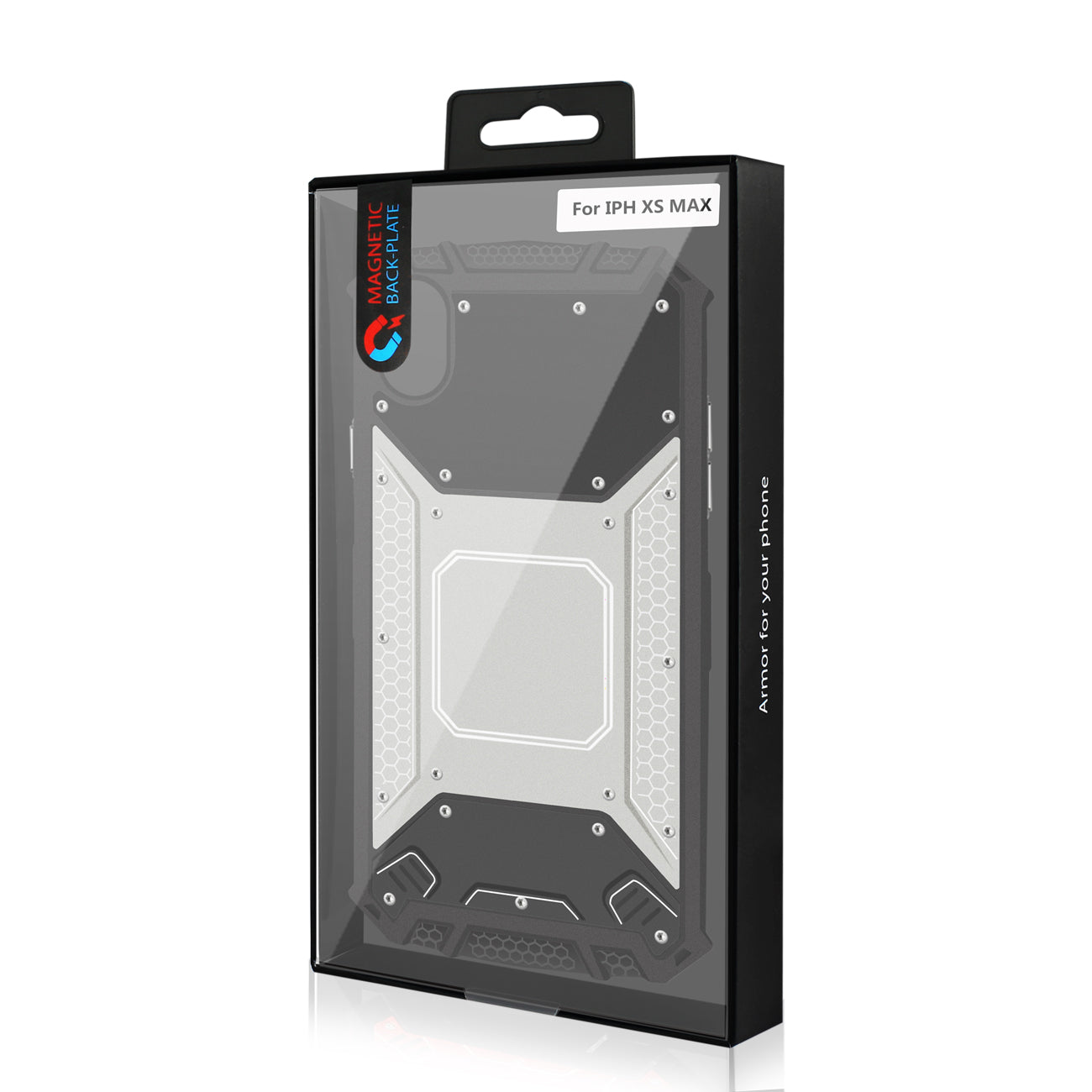 Case Front Cover Metallic Apple iPhone XS Max Silver And Black Color.