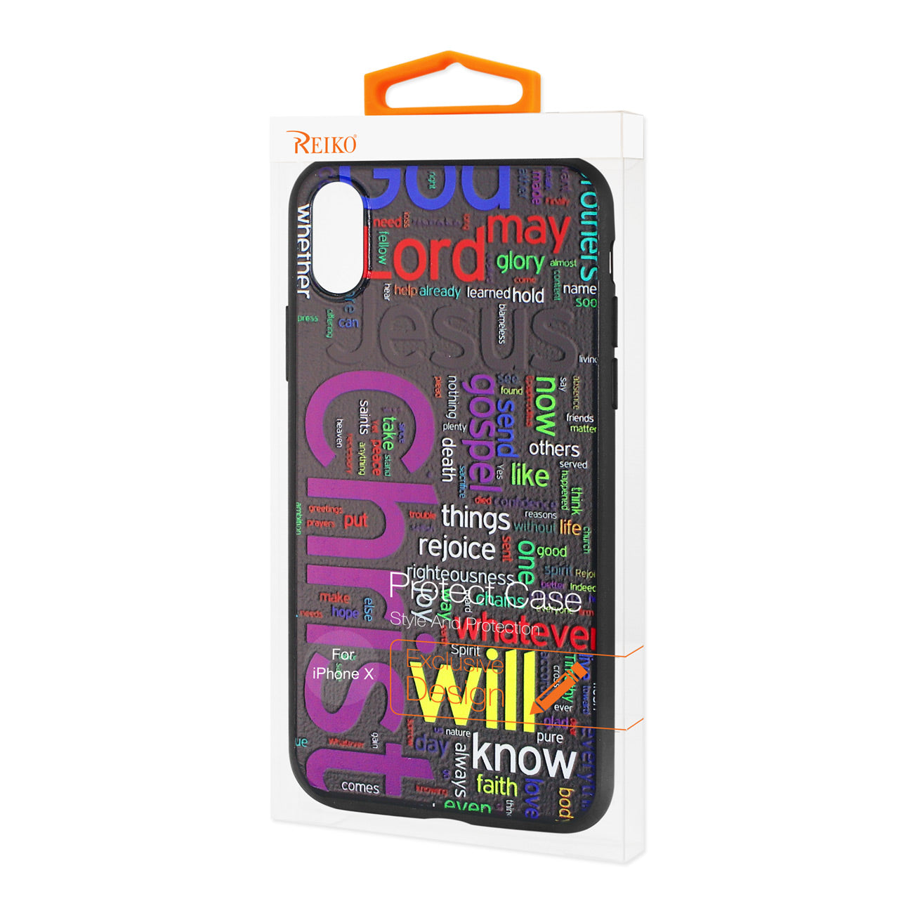 iPhone X/iPhone XS DESIGN TPU CASE WITH VIBRANT WORD CLOUD JESUS LETTERS