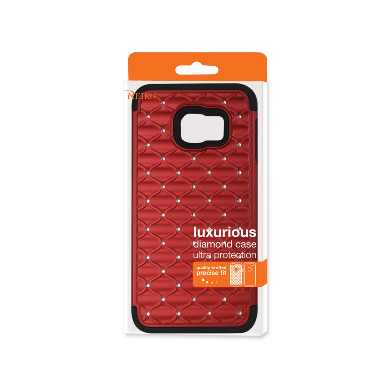 Samsung Galaxy S6 Edge Plus Hybrid Heavy Duty Jewelry Diamond Case In Black Red