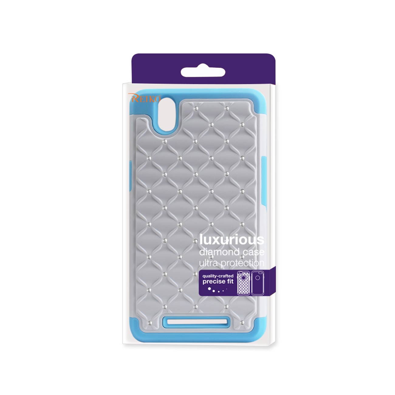 Case Hybrid Heavy Duty Jewelry Diamond ZTE Z Max Blue And White Color