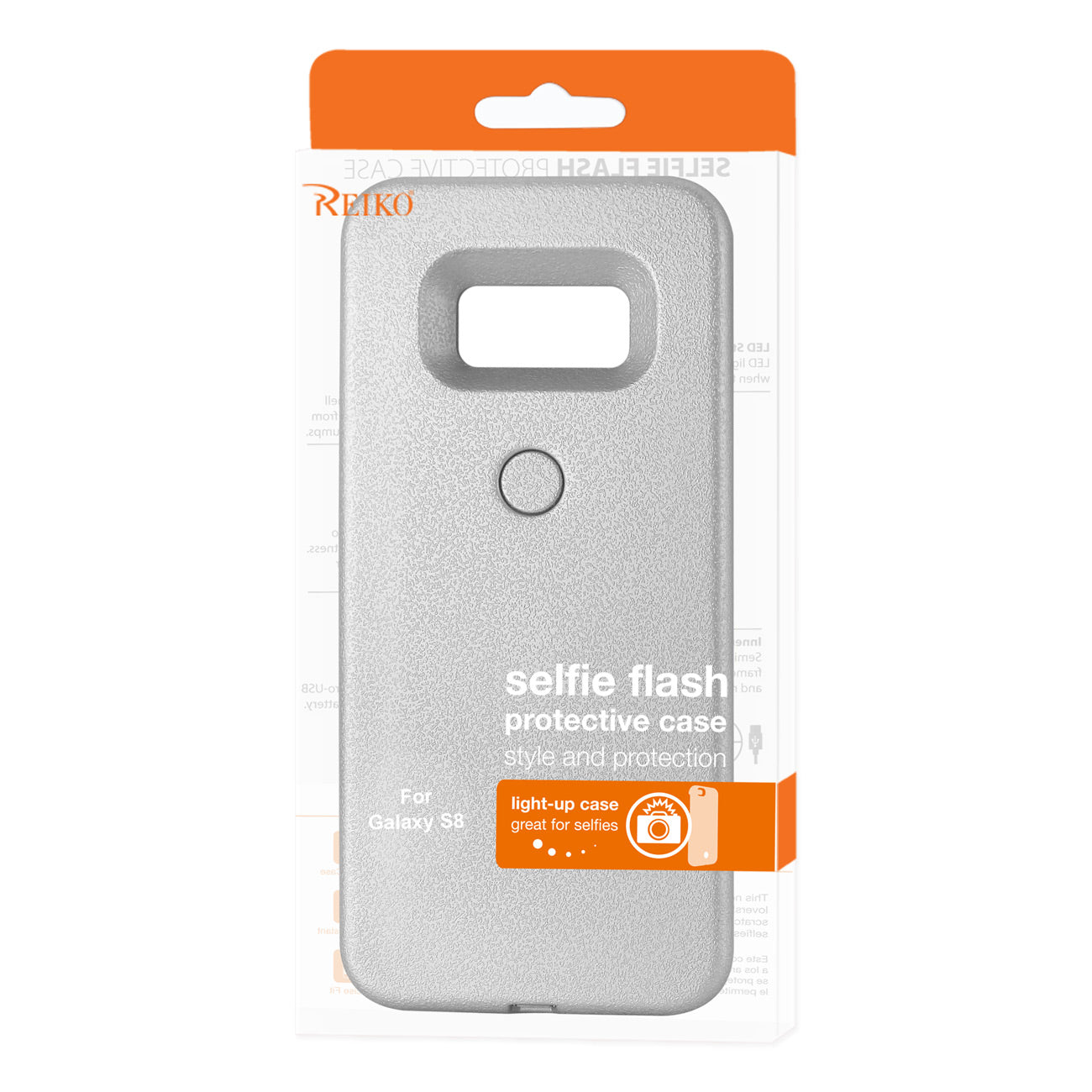 SAMSUNG GALAXY S8 LED SELFIE LIGHT UP ILLUMINATED CASE IN SILVER