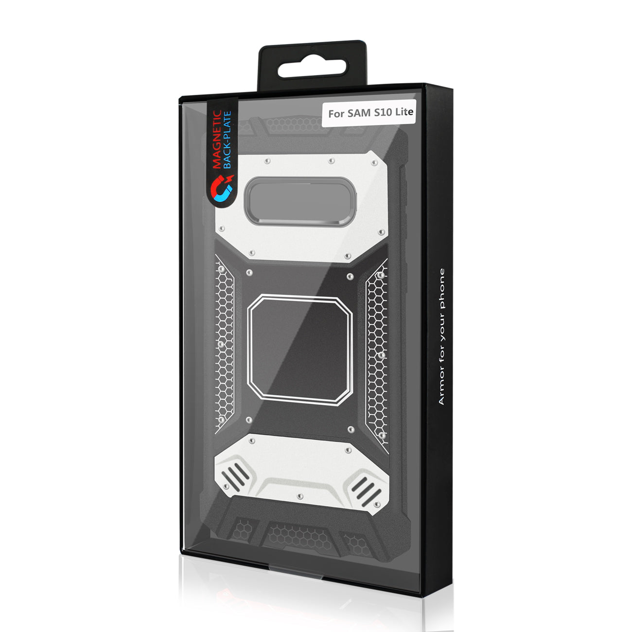Case Front Cover Metallic Samsung Galaxy S10 Lite (S10E) Silver And Black Color.