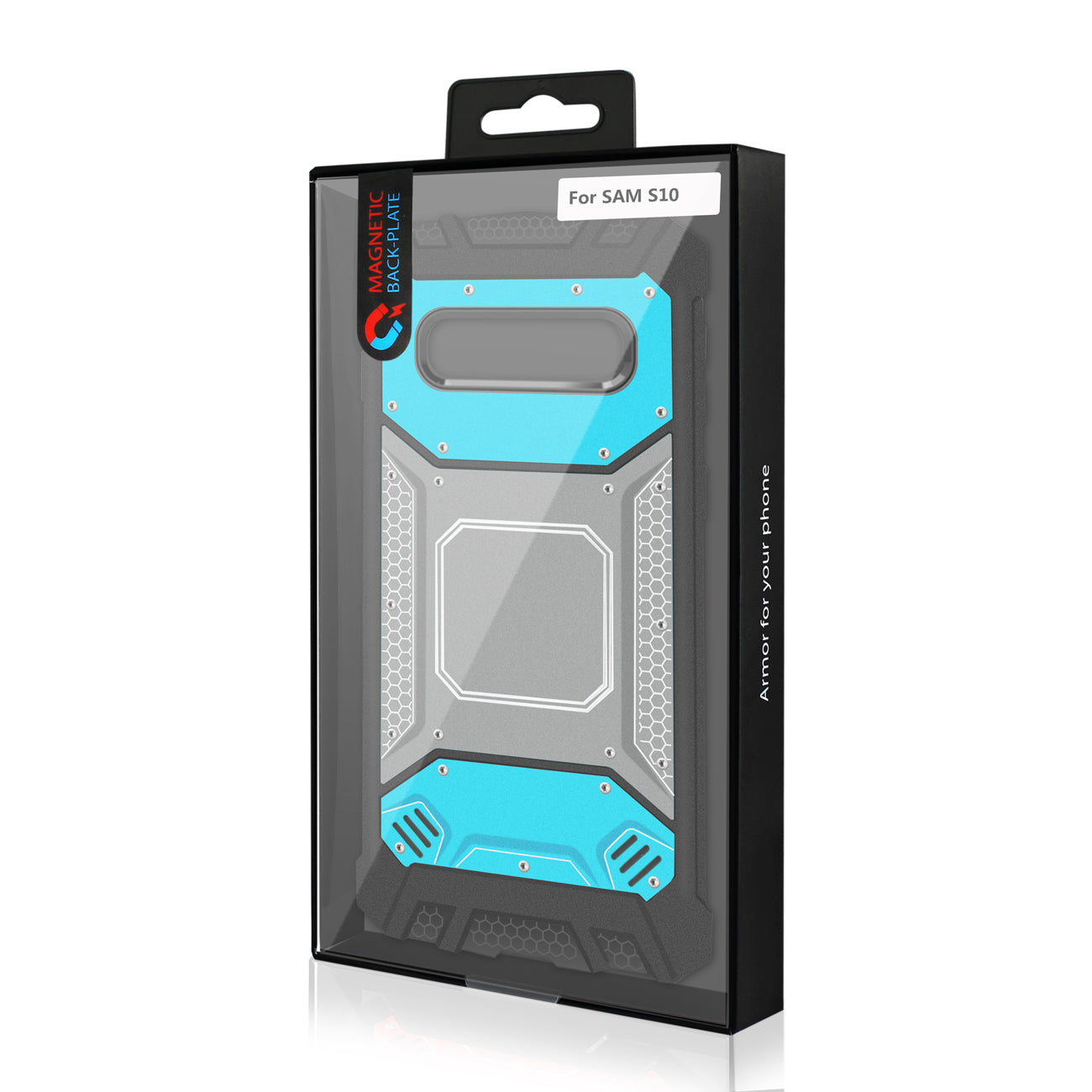 Case Front Cover Metallic Samsung Galaxy S10 Blue And Gray Color.