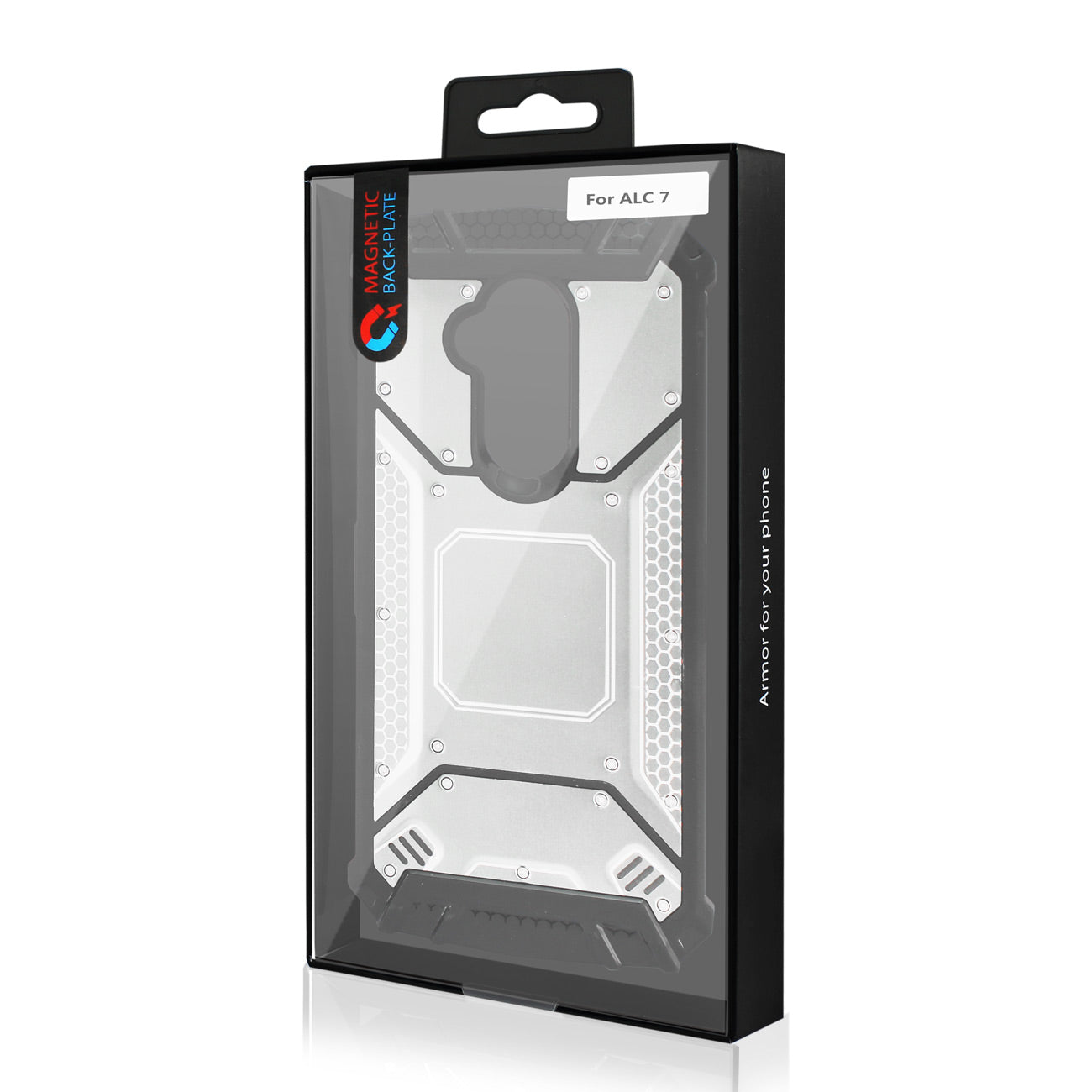 Cover Case Front Metallic Alcatel 7 Folio Silver Color