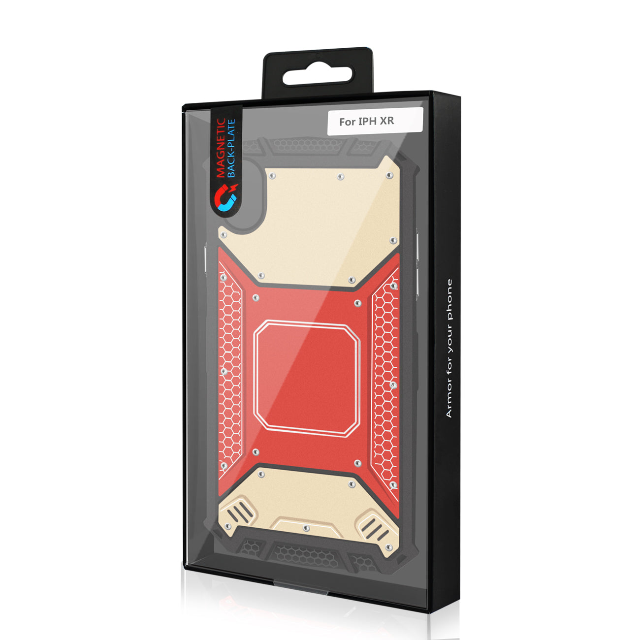Case Front Cover Metallic Apple iPhone XR Red And Gold Color