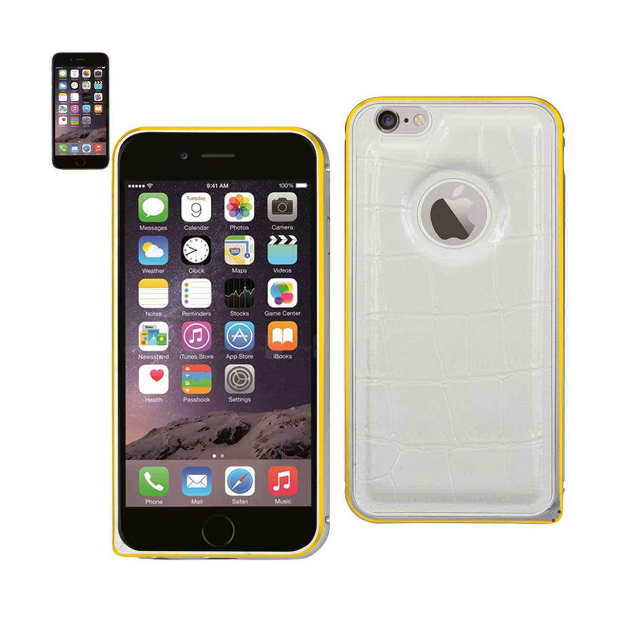 iPhone 6 Plus Genuine Leather Aluminum Frame Case In White