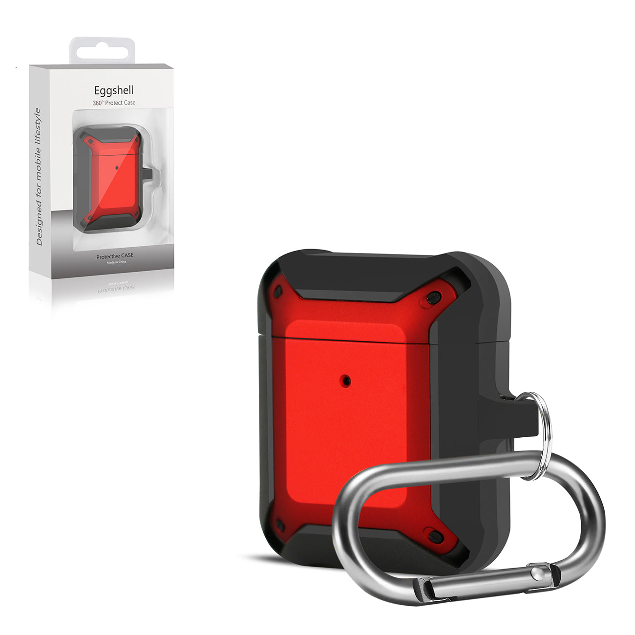 Case Eggshell 360 Degree Protect For Air Pods Black And Red Color
