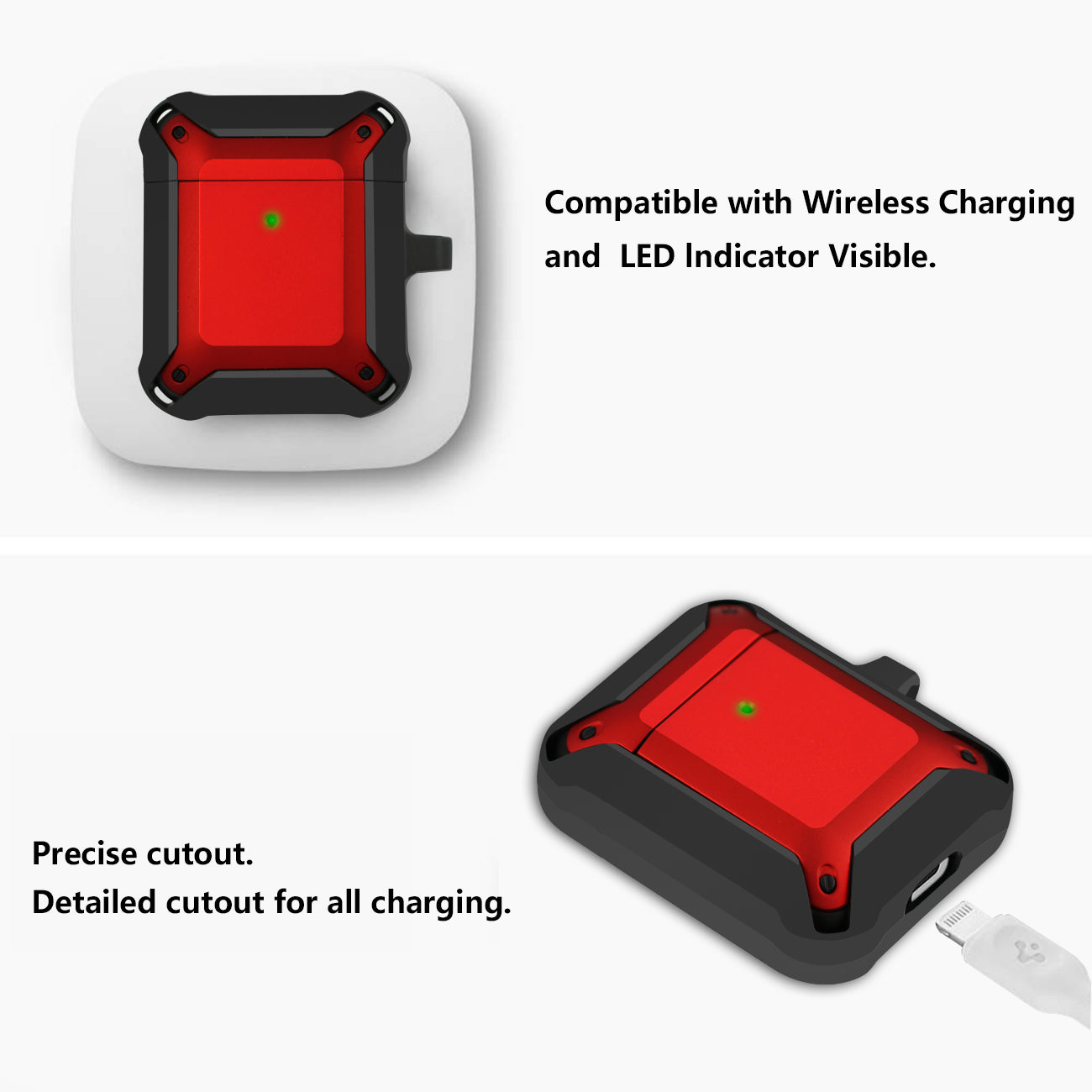 Case Eggshell 360 Degree Protect For Air Pods Black And Red Color