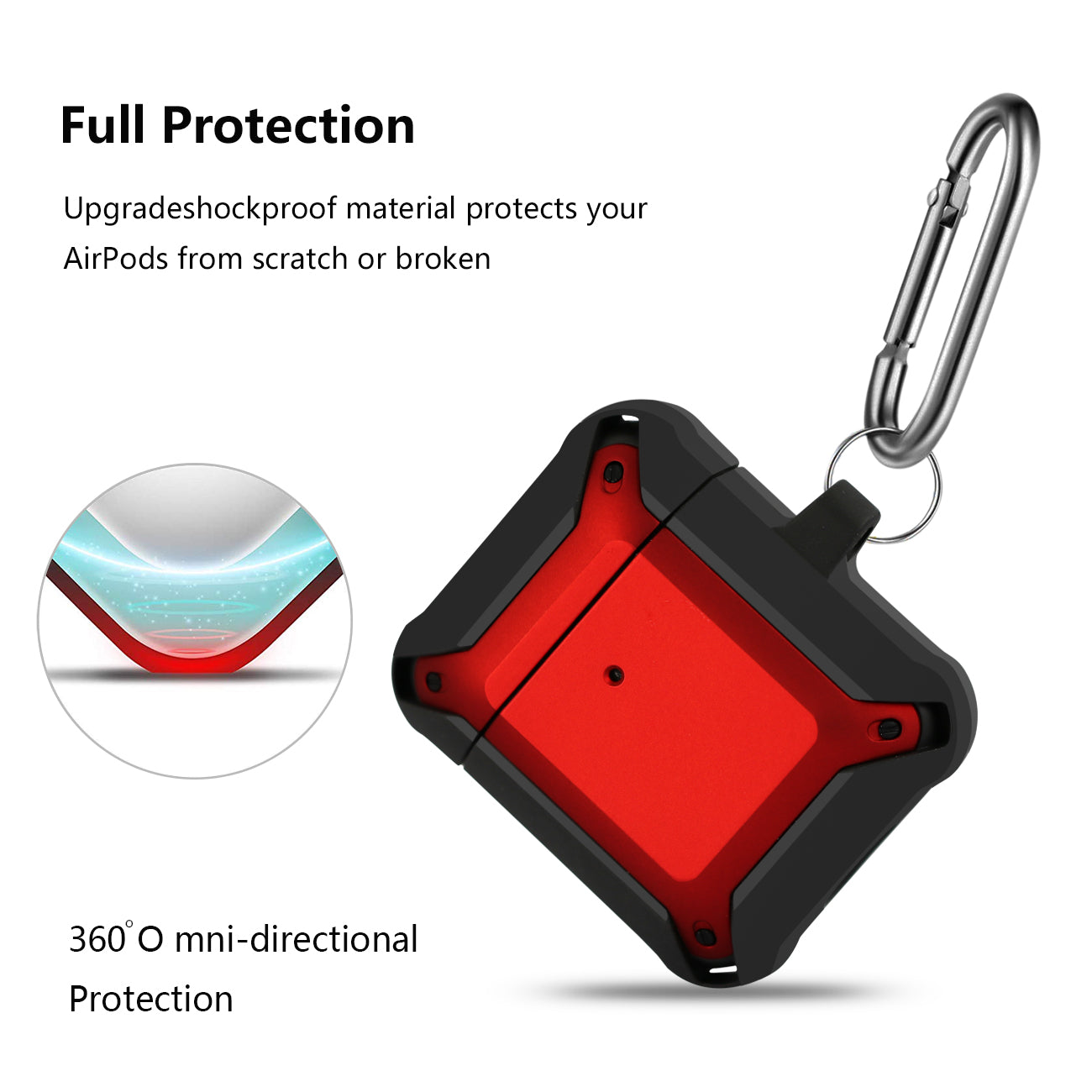 Case Eggshell 360 Degree Protect For Air Pods Black And Red Color