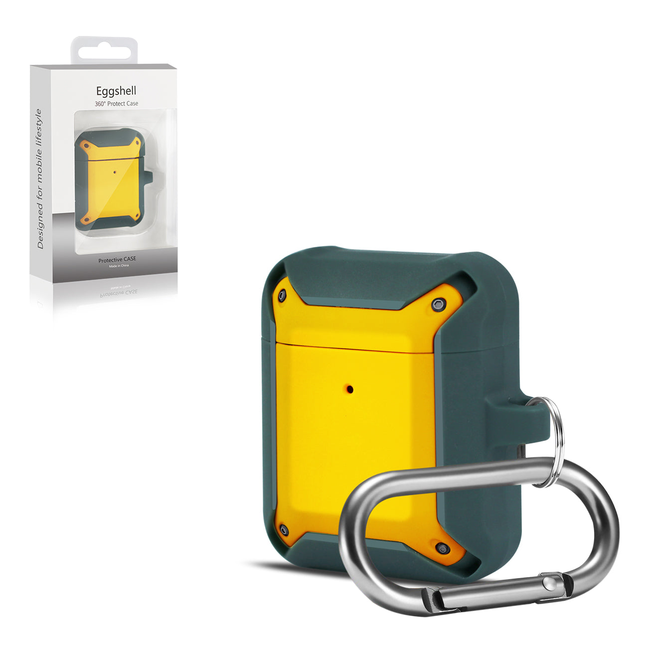 Case Eggshell 360 Degree Protect For Air Pods Gray And Yellow Color