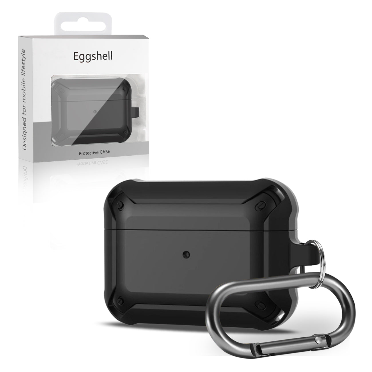 Case Eggshell 360 Degree Protect For Air Pods Pro Black Color