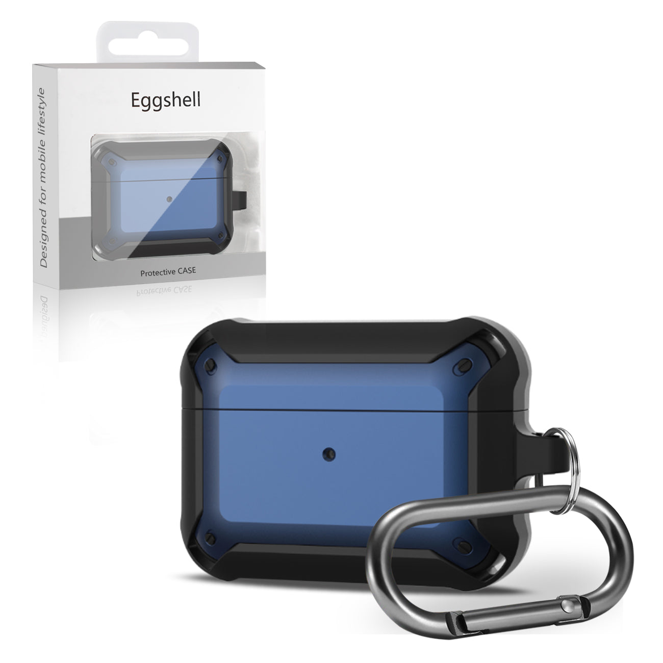 Case Eggshell 360 Degree Protect For Air Pods Pro Black And Blue Color