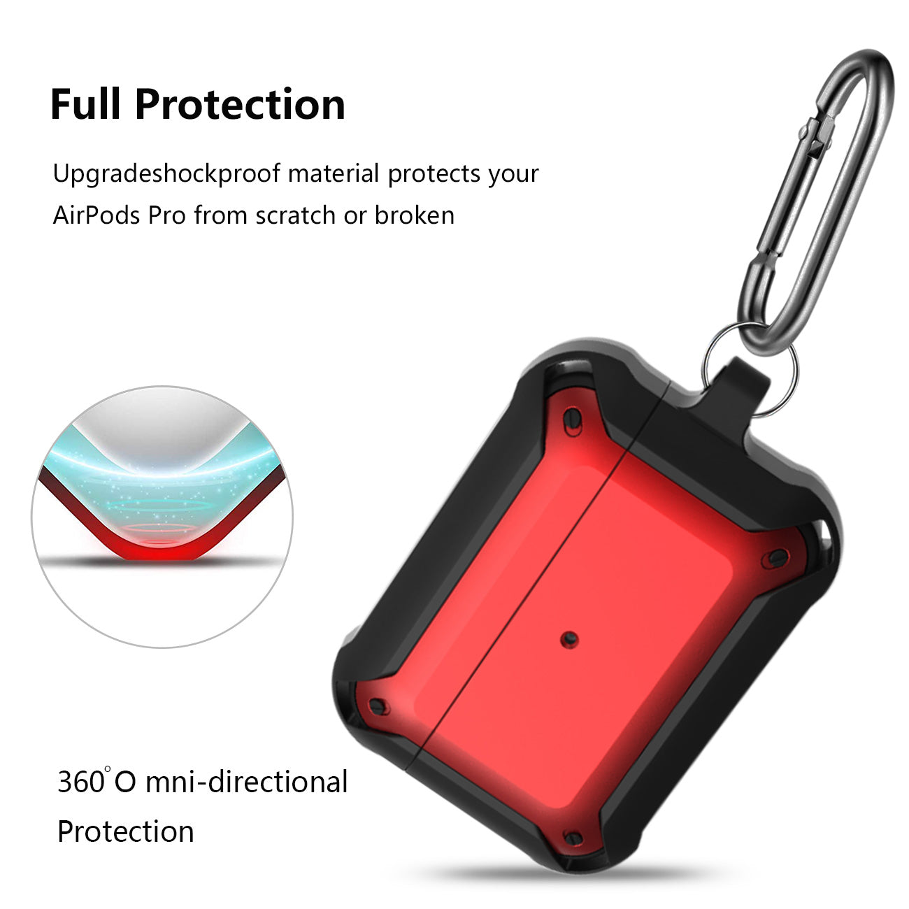 Case Eggshell 360 Degree Protect For Air Pods Pro Black And Red Color