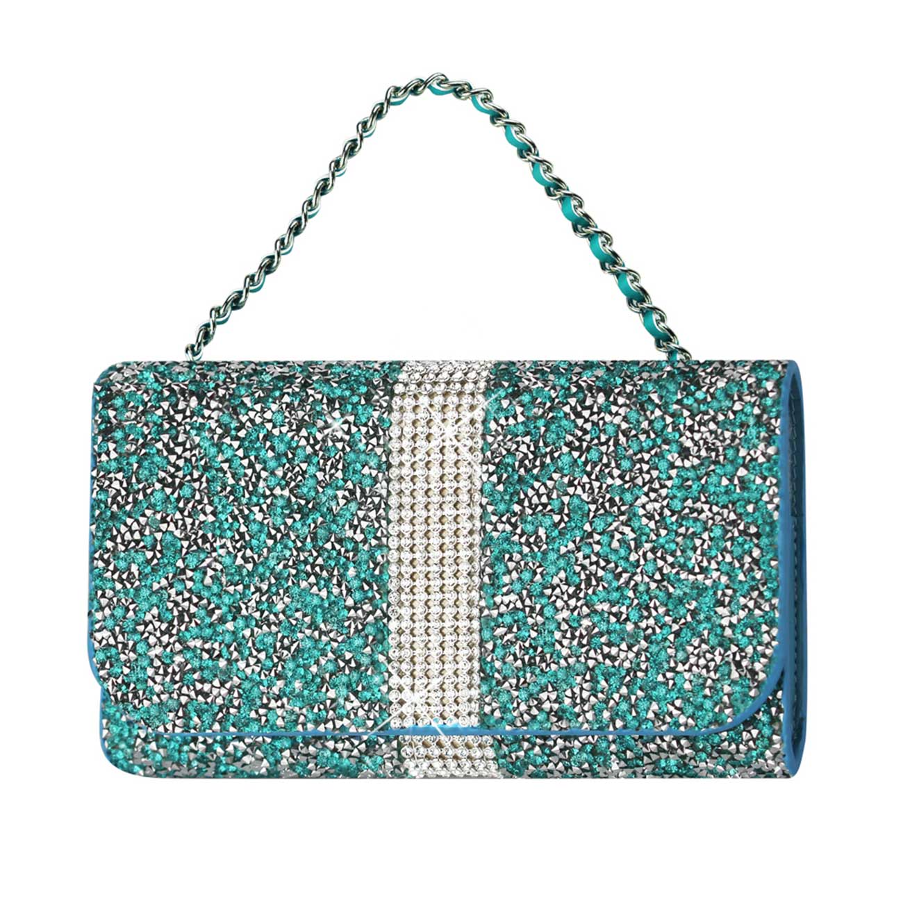 Purse Wallet Case Pouch/Phone Holster Jewelry Rhinestone Blue Color