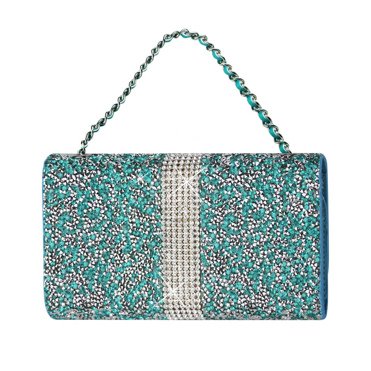 Purse Wallet Case Pouch/Phone Holster Jewelry Rhinestone Blue Color