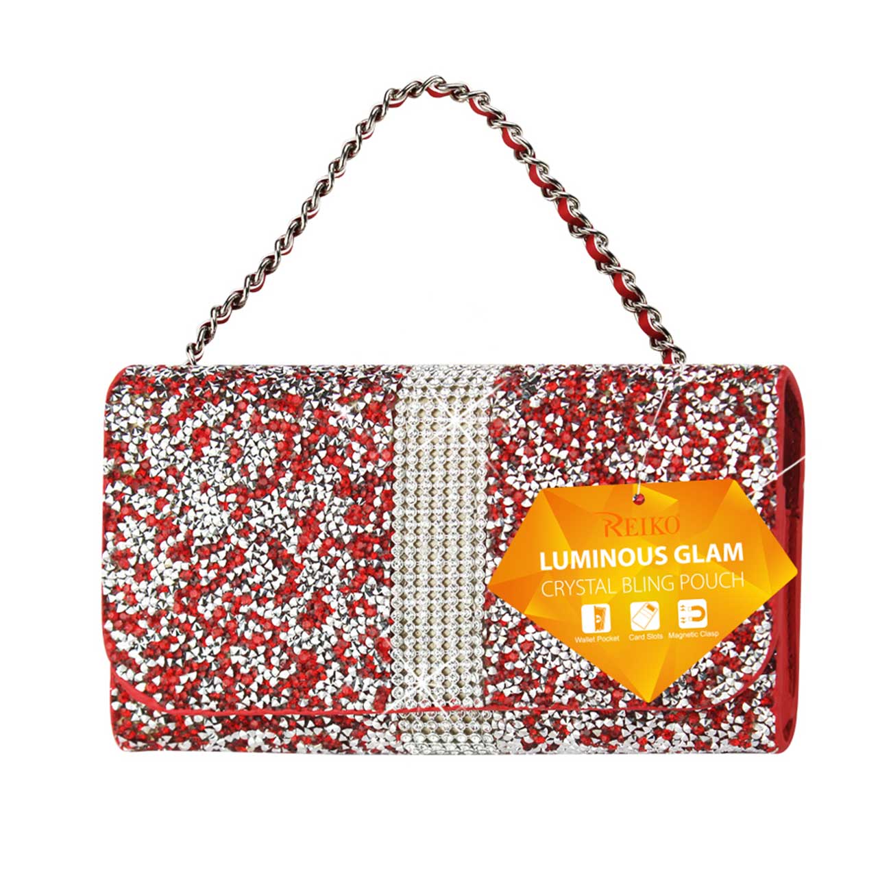 Purse Wallet Case Pouch/Phone Holster Jewelry Rhinestone Red Color