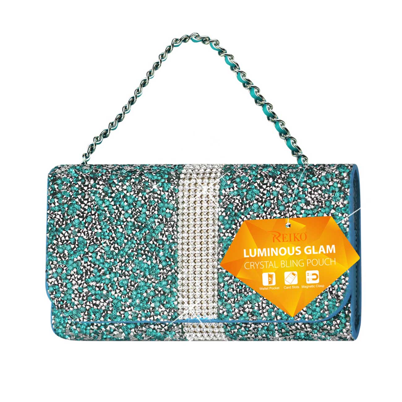 Purse Wallet Case Pouch/Phone Holster Jewelry Rhinestone Blue Color