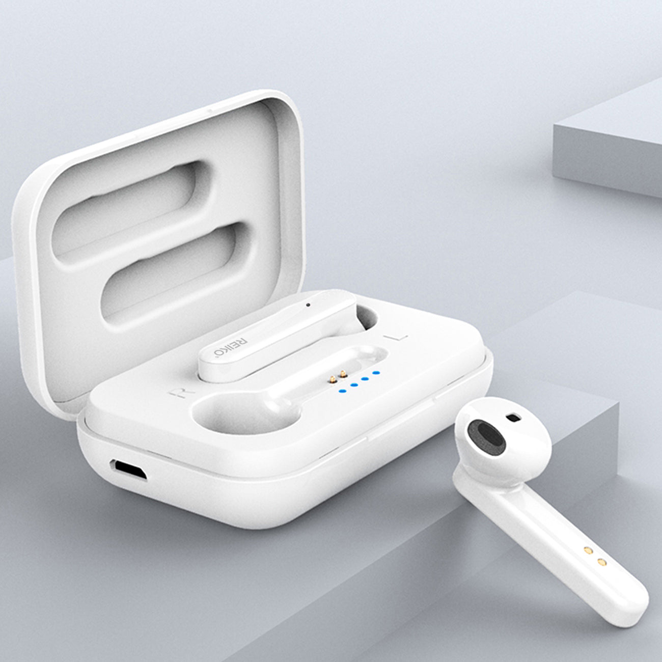 Earbuds TWS Wireless With Charging Case Macaron Finishing Reiko White Color