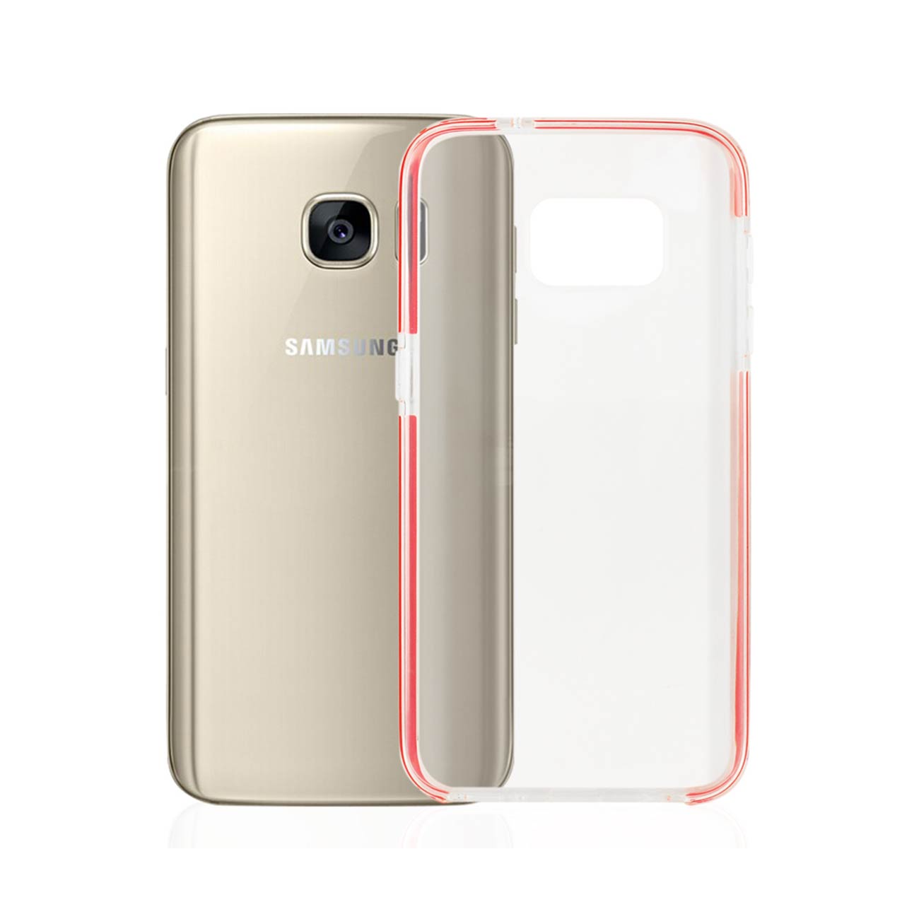 Case Frame Bumper Samsung Galaxy S7 Transparent Red Color
