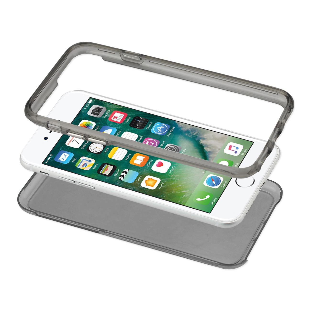 iPhone 7/8/SE2 Transparent TPU Hard Protector Cover With Inner Extra Bumper In Clear Gray