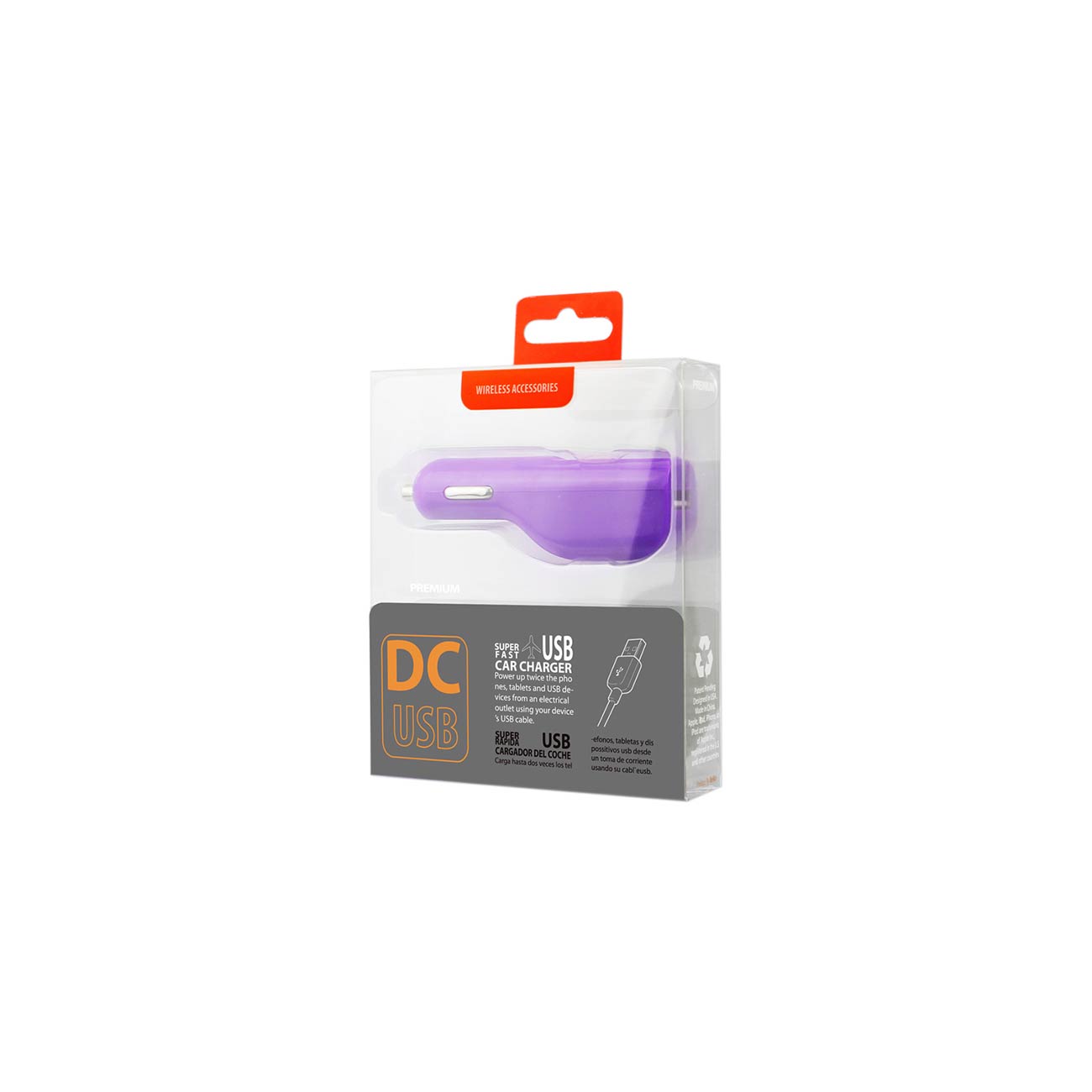 Micro USB 1 AMP Car Charger In Purple