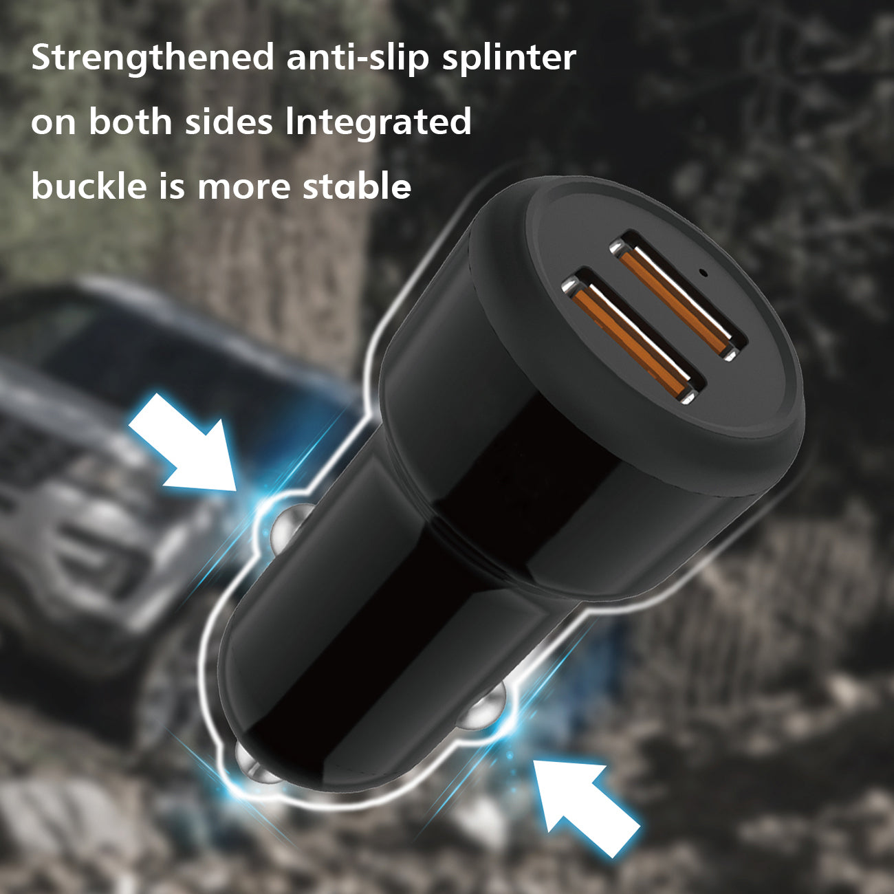 Car Charger With Built In Cable 3Ft 8 PIN Portable Black Color