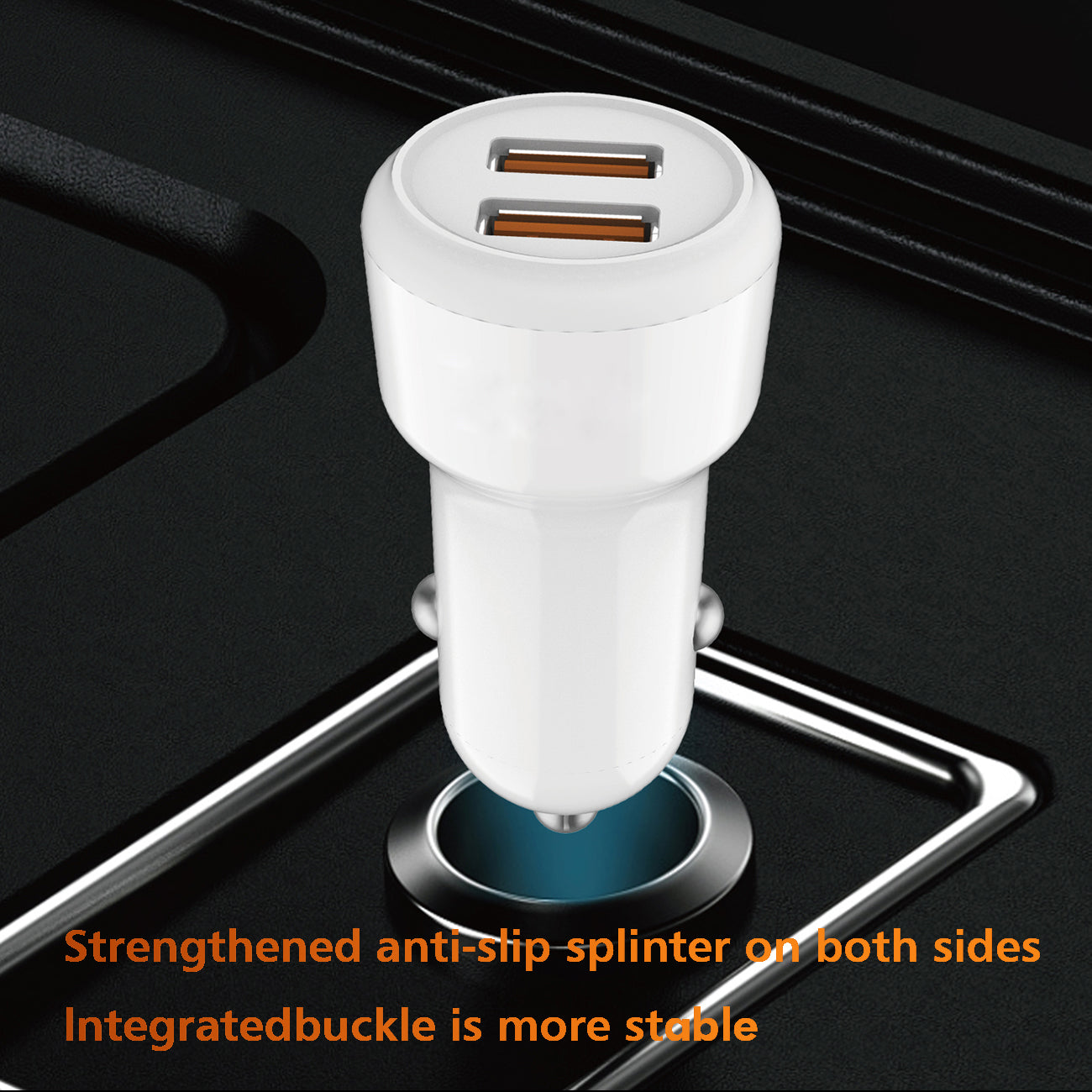 Car Charger With Built In Cable 3Ft 8 PIN Portable White Color