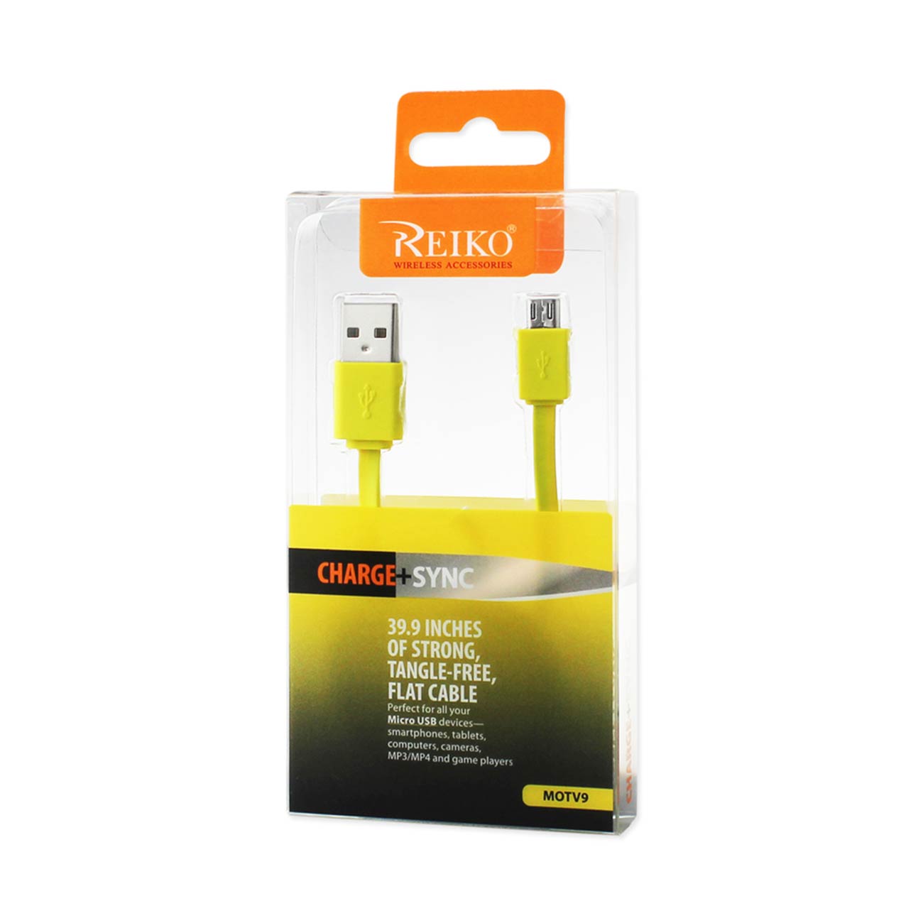 Data Cable USB Tangle Free 3.3Ft Yellow Color